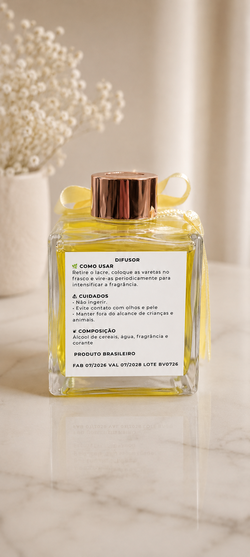 Verso do Difusor de Aromas Bergamota & Vanilla 200 ml — VS Premium Home Fragrance