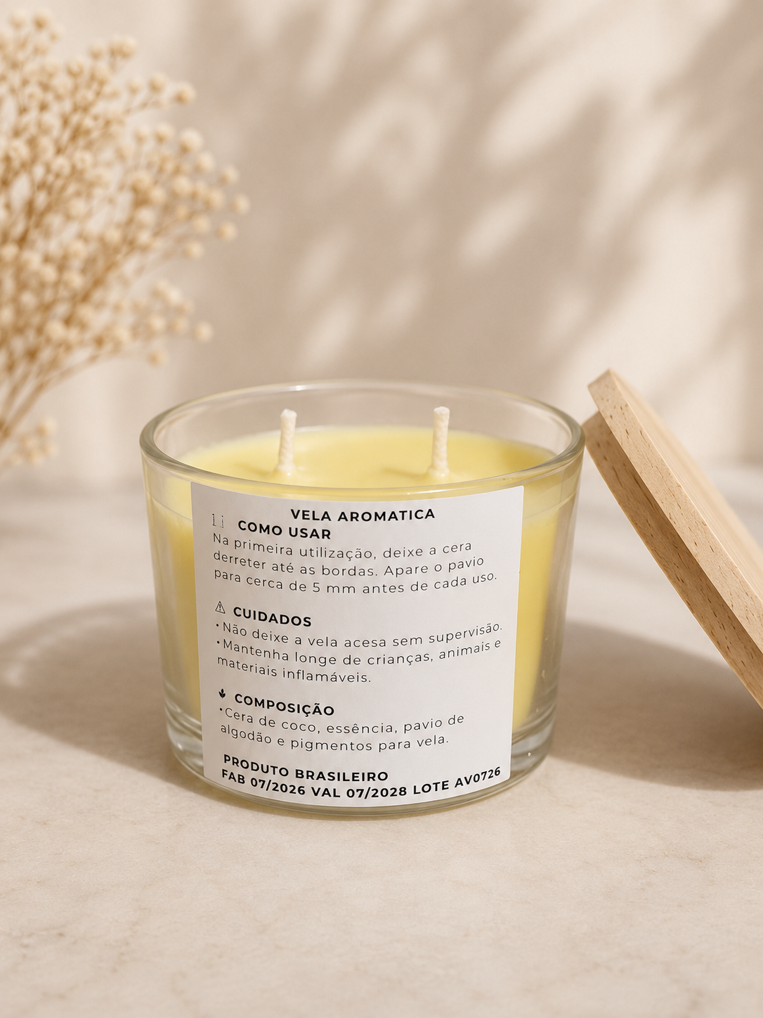 Verso da Vela Aromática Bergamota & Vanilla 140g — VS Premium Home Fragrance