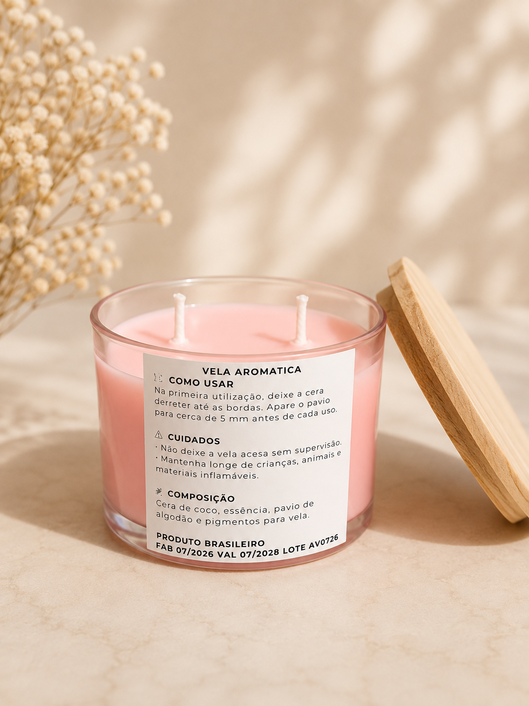 Verso da Vela Aromática Flor de Cerejeira 140g — VS Premium Home Fragrance