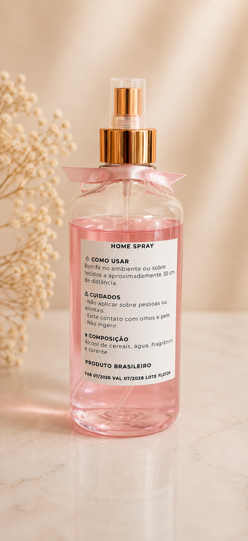 Verso do Home Spray Flor de Lótus 500 ml — VS Premium Home Fragrance